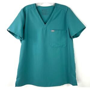 FIGS Women's Catarina One-Pocket Scrub Top Short Sleeves Side Slits Size Medium